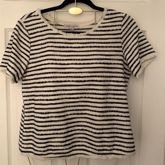 Green Envelope Cream & Blue Shirt/Blouse Size M #125 - Picture 1 of 8